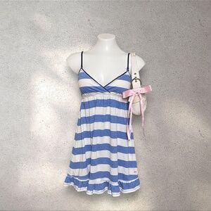 Vintage VS PINK Blue Striped Babydoll Mini Dress